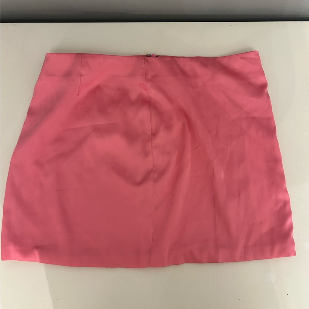 White Fox Pink Satin Mini Skirt